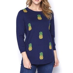 Pineapple Instarsia Sweater Blue & Yellow Size L